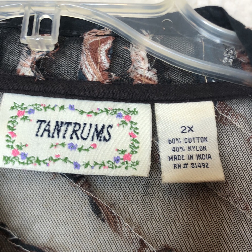 Vintage Retro Tantrums Semi Sheer Cotton Nylon Shirt Top 2X PLUS SIZE - Picture 2 of 8